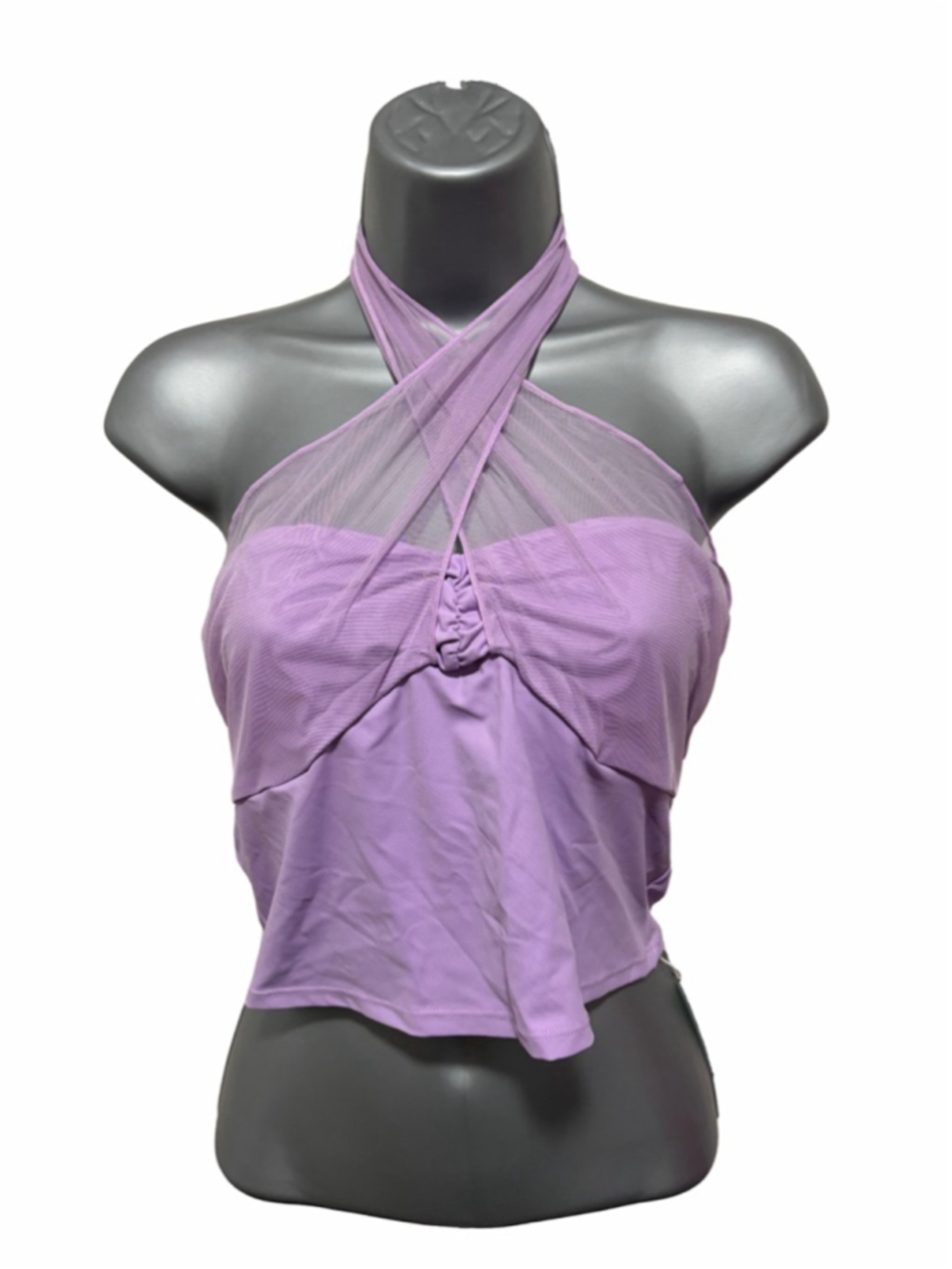 NWT Halara Criss Cross Mesh Halter Tank Top in lilac size medium